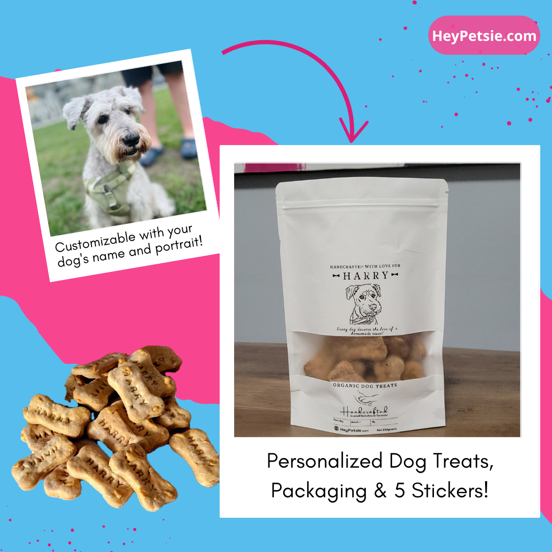 Personalized Dog Treats & Packaging - Customizable with your dog's name and portrait