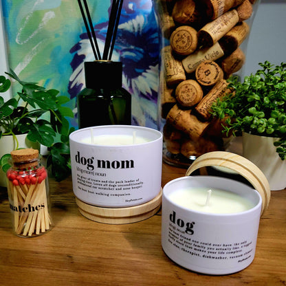 2 Candles with Dog mom and Dog definition 