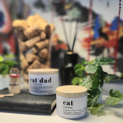 2 Pet safe candles-Cat Dad definition and Cat definition