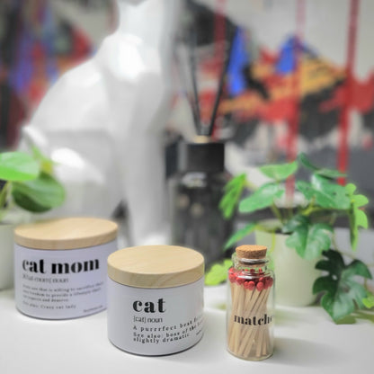 Hand poured Non toxic and Pet safe candles with Cat and cat mom definition 