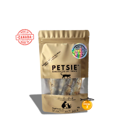 PETSIE® Handcrafted Cat Treats – Limited Batch Whole Sardines (30g)