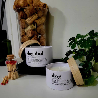 2 Pet Safe Non-Toxic Candle  "Dog Dad & Dog Definition