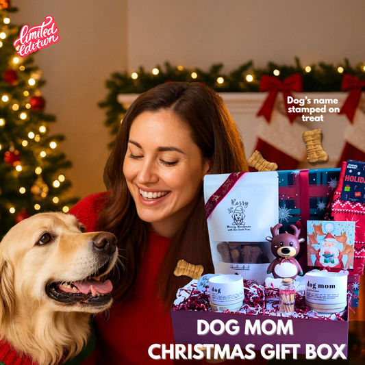 Christmas Personalized Gift Box for Dog Mom & Dog – Custom Treats, Socks, Candle Set,Holiday Dog Toy & Card