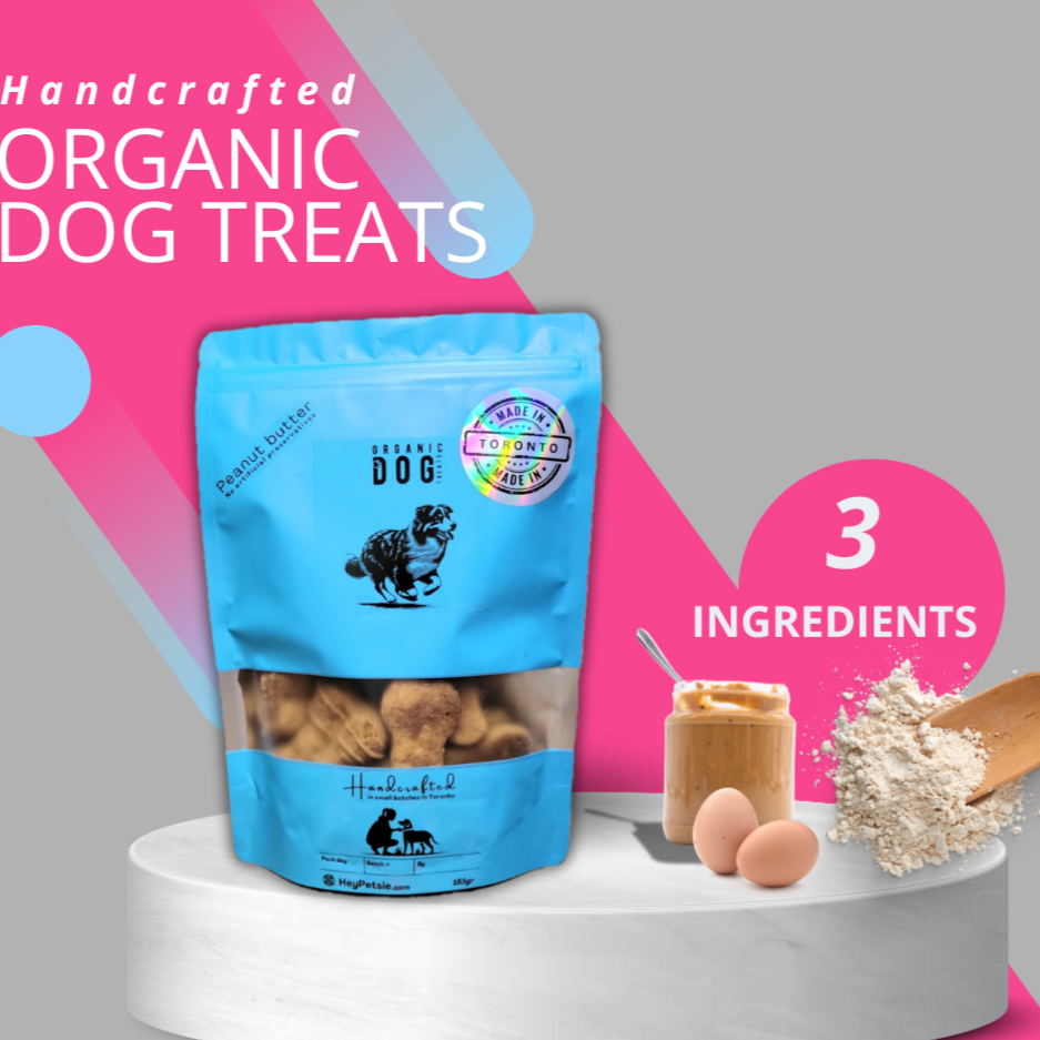 PETSIE Organic Dog Treats (Peanut Butter) - Handcrafted in small batches in Toronto